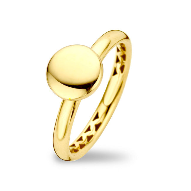 18K Yellow Gold High Polish Lentil Bead Ring