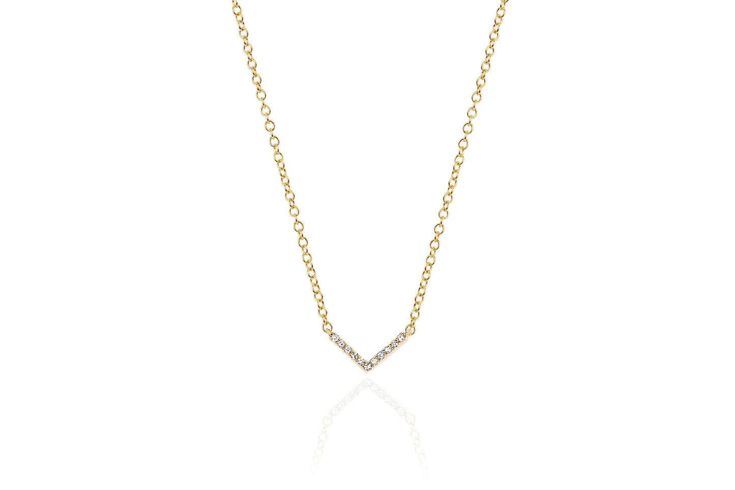 14K Yellow Gold Mini Chevron Diamond Necklace