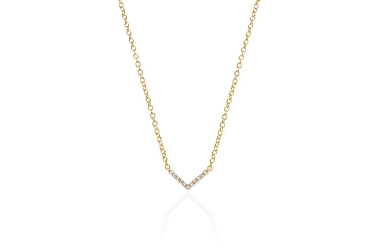 14K Yellow Gold Mini Chevron Diamond Necklace