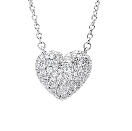 18K White Gold Pave Diamond Heart Pendant
