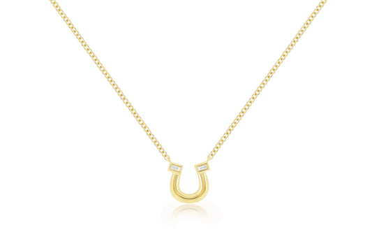 14K Yellow Gold Horseshoe Diamond Necklace