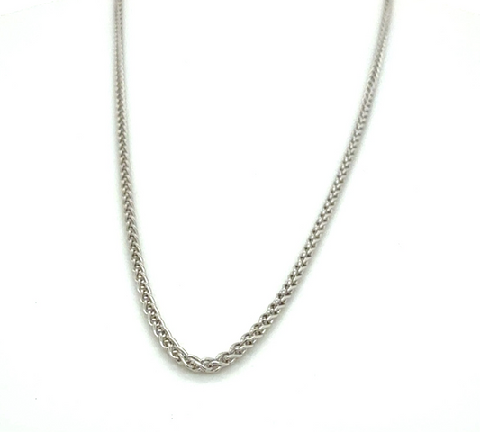 18K White Gold Russian Wheat Link Necklace 16in