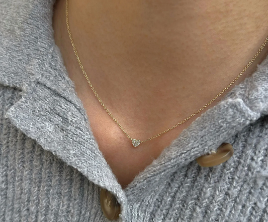 14K Yellow Gold Mini Diamond Heart Necklace