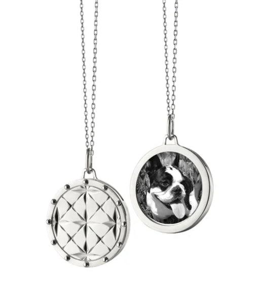 Sterling Silver Round Mosaic Half Locket