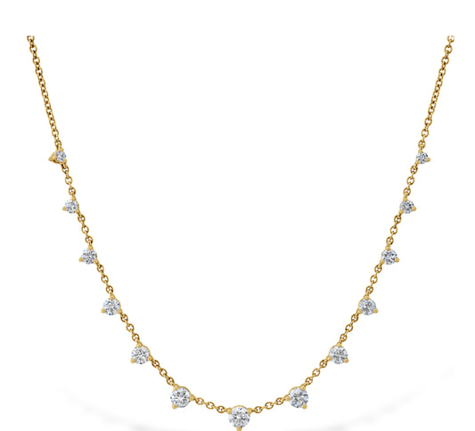18K Yellow Gold Graduated Diamond Chain Necklace