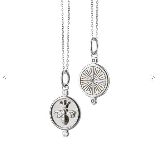 Sterling Silver Queen Bee Charm with White Sapphires