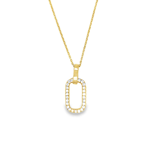 18K Yellow Gold Diamond Chain Link Pendant