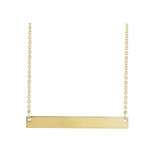 14K Yellow Gold 30x3.5mm Engravable Bar Necklace