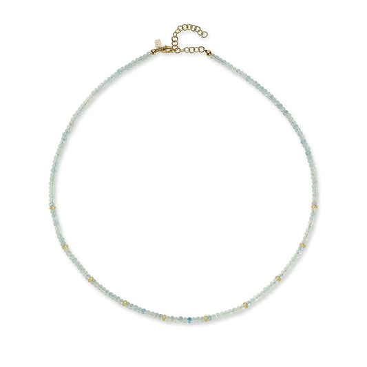 14K Yellow Gold Aquamarine Birthstone Necklace