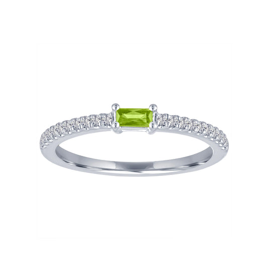 18K White Gold Peridot and Diamond Ring