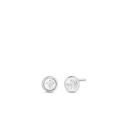 18K White Gold Deep Bezel Diamond Stud Earrings