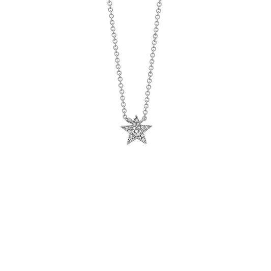 14K White Gold Diamond Star Pendant with Bolo Chain