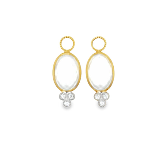18K Yellow Gold Provence Oval White Topaz Earring Charms