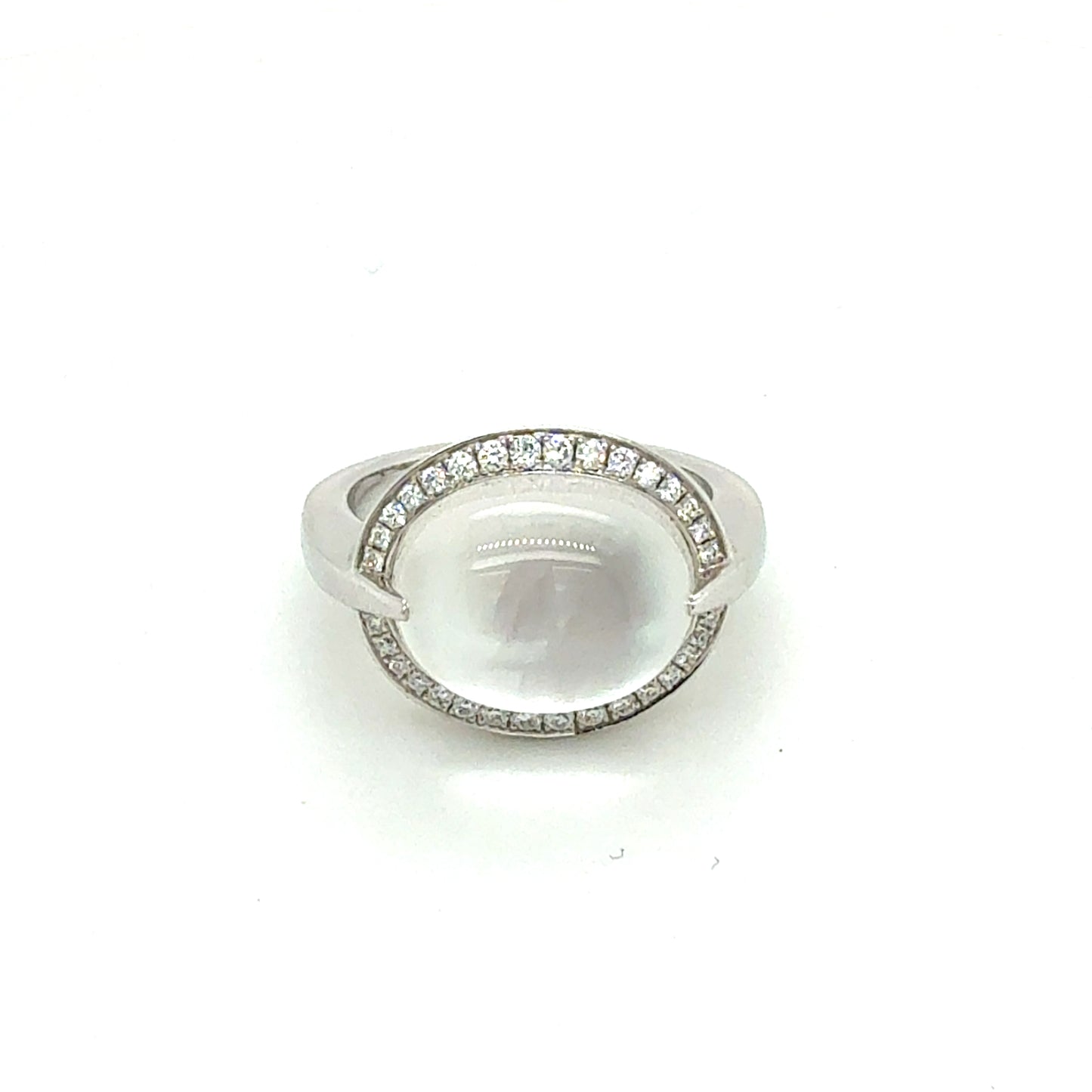 14K White Gold White Topaz and Diamond Halo Ring