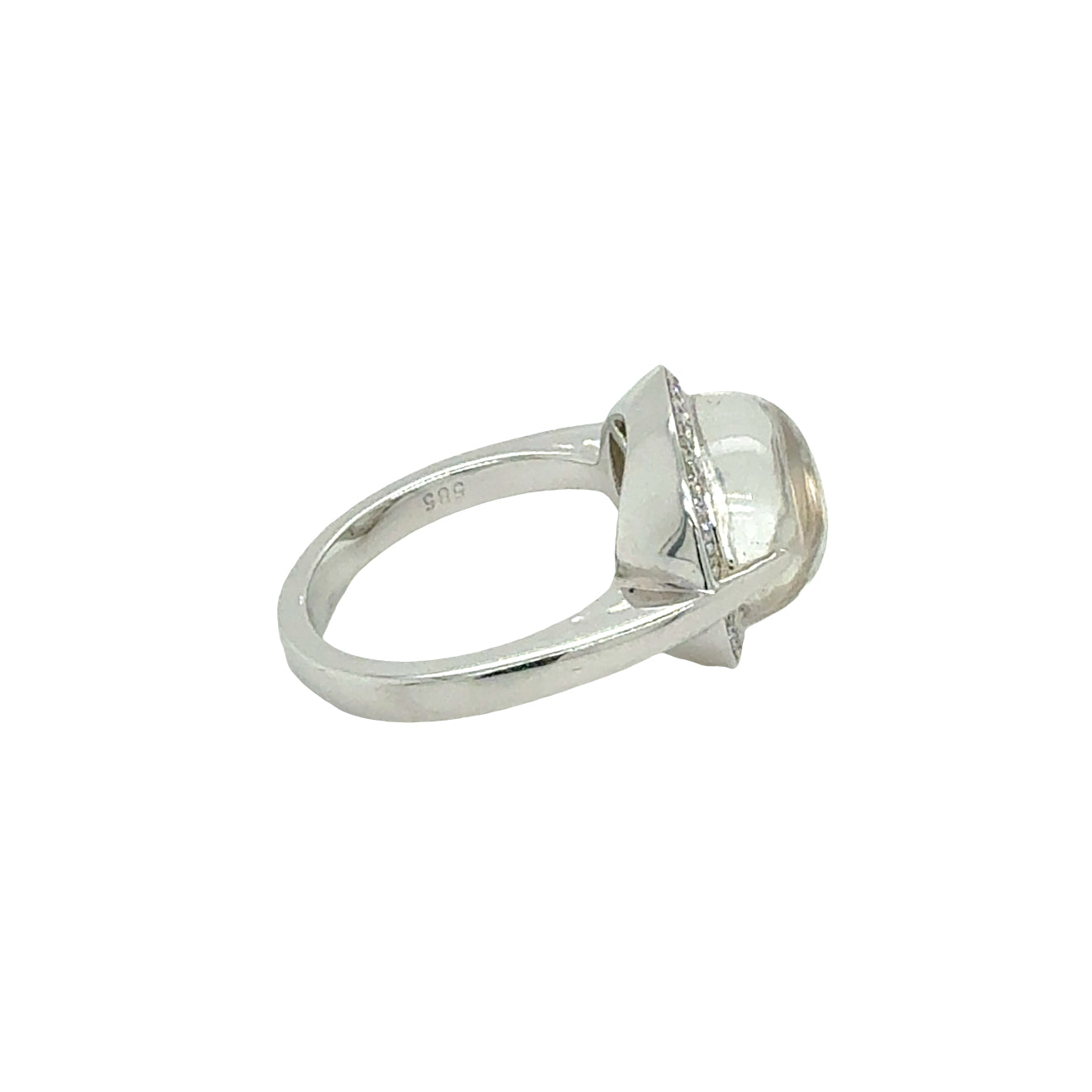 14K White Gold White Topaz and Diamond Halo Ring