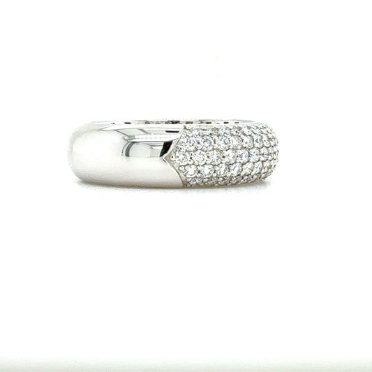 18K White Gold Pave Diamond Dome Ring