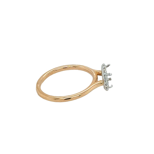 18K Rose and White Gold Diamond Halo Ring