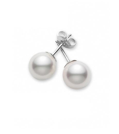 18K White Gold Mikimoto 6-6.5mm A Quality Akoya Pearl Stud Earrings