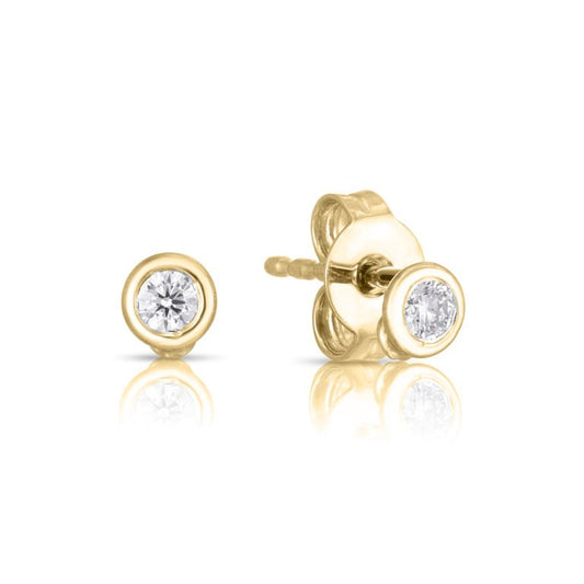 18K Yellow Gold Diamond Stud Earrings