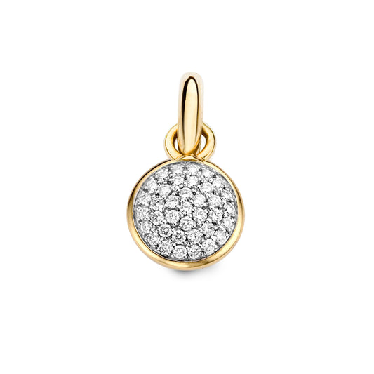 18K Yellow Gold Diamond Pave Dome Charm