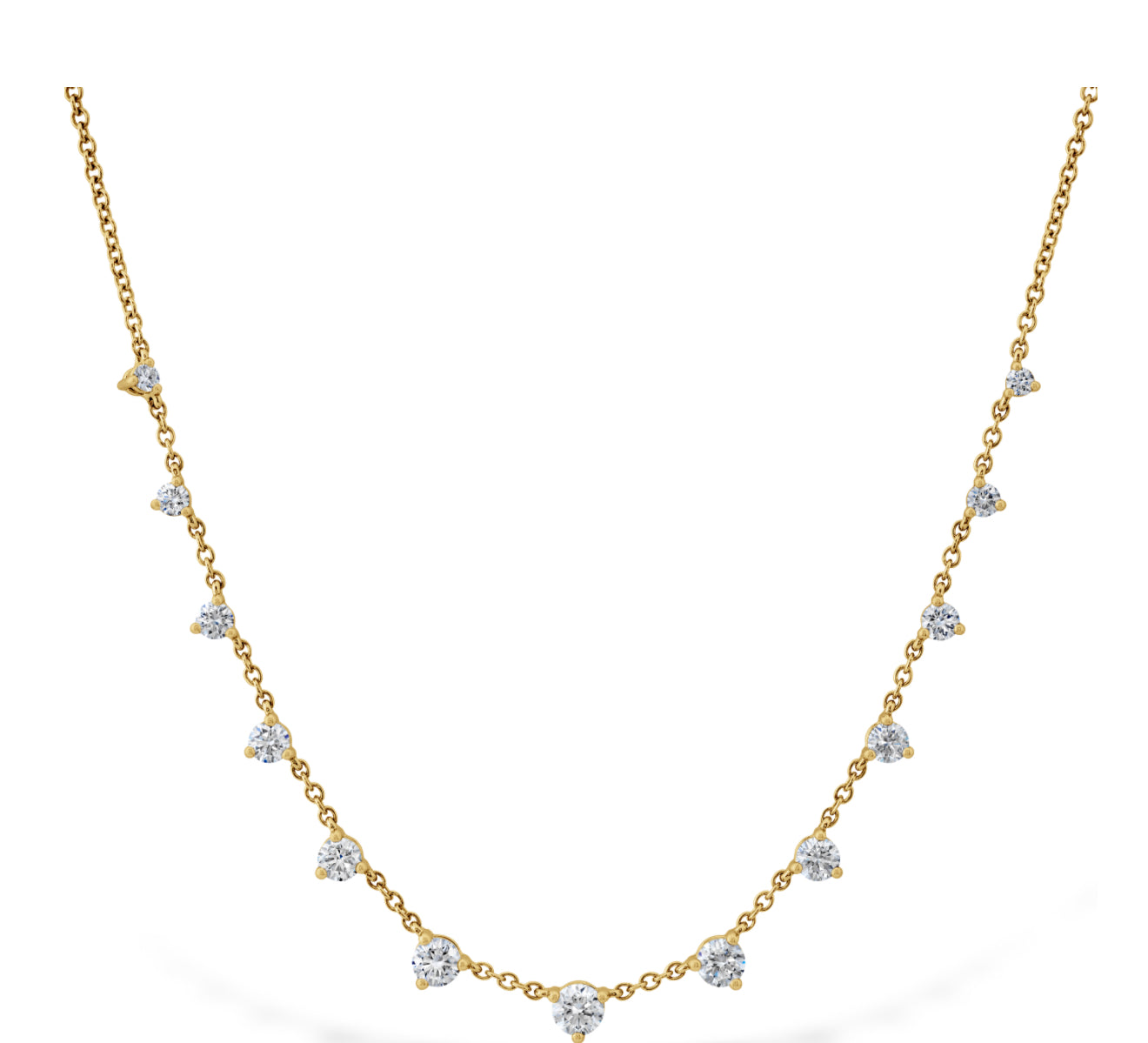 18K Yellow Gold Graduated Diamond Chain Necklace