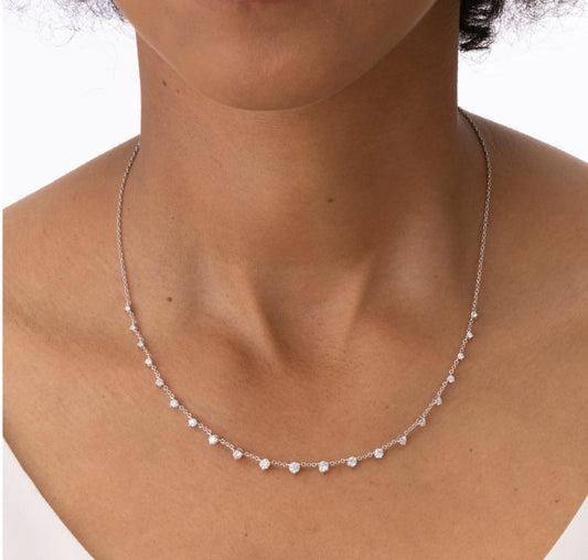 18K White Gold Graduated Diamond Chain Necklace