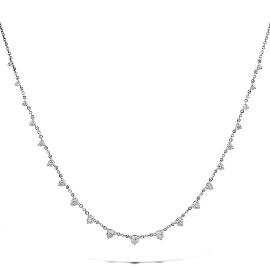 18K White Gold Graduated Diamond Chain Necklace