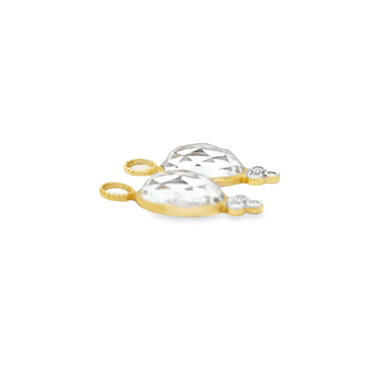 18K Yellow Gold Provence Oval White Topaz Earring Charms