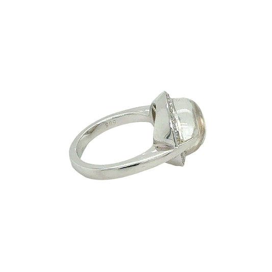 14K White Gold White Topaz and Diamond Halo Ring